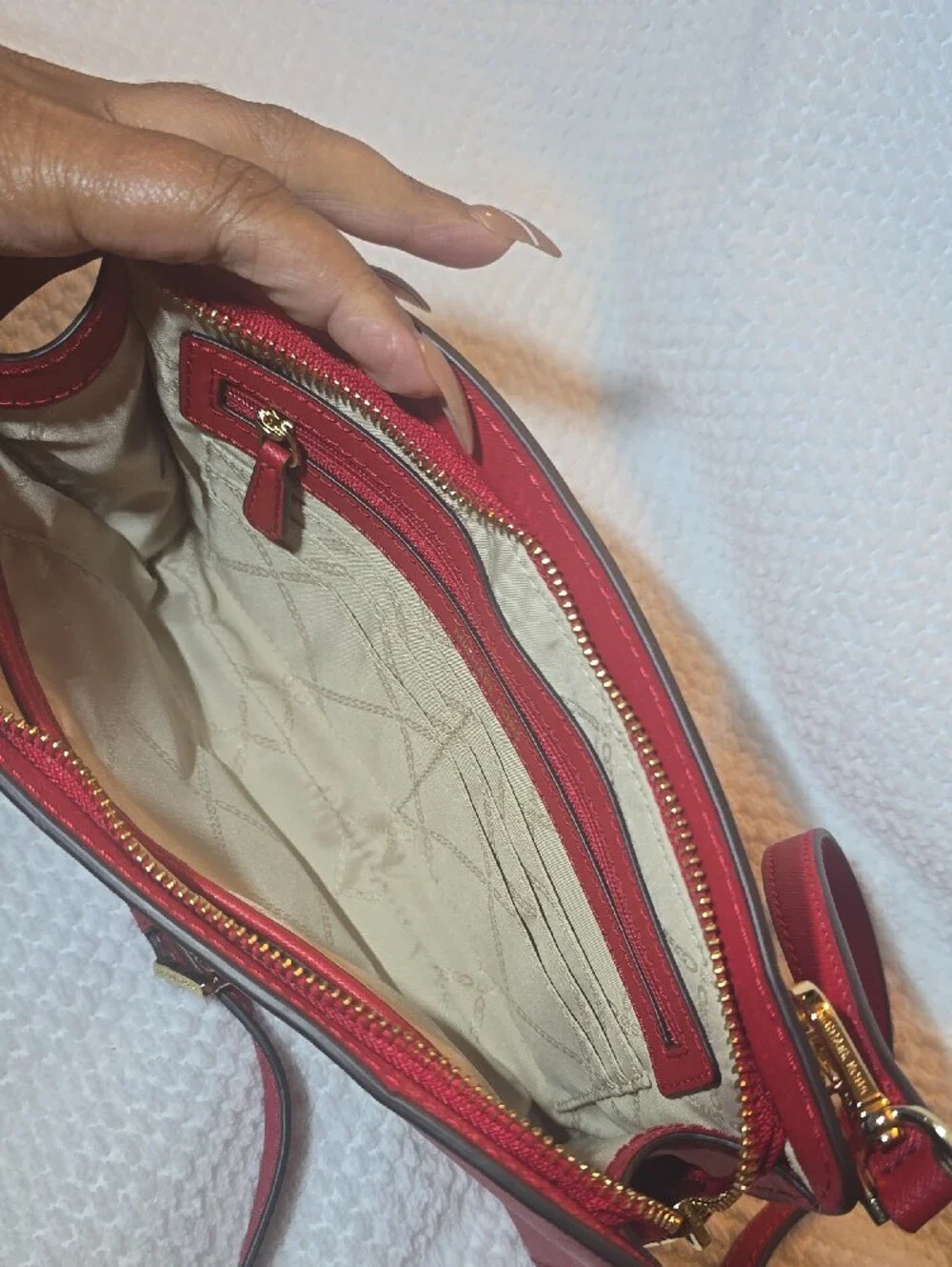 Michael Kors Red Saffiano Leather Crossbody Wristlet